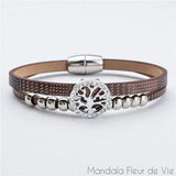 Bracelet Cuir Arbre de Vie Mandala Fleur de vie