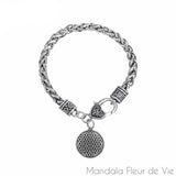 Bracelet Fleur de Vie Symboles (Acier) Mandala Fleur de vie
