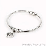 Bracelet Luxe Arbre de Vie en Acier Inoxydable Mandala Fleur de vie