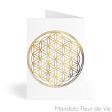 Cartes Fleur de Vie Or fond blanc (8 pcs) Mandala Fleur de vie