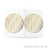 Cartes Fleur de Vie Or fond blanc (8 pcs) Mandala Fleur de vie