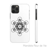 Coque Téléphone Cube de Metatron Noir/Blanc Mandala Fleur de vie