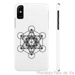 Coque Téléphone Cube de Metatron Noir/Blanc Mandala Fleur de vie