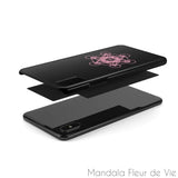 Coque Téléphone Cube de Metatron Rose/Noir Mandala Fleur de vie