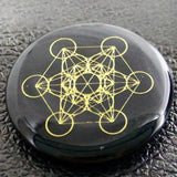 Cube de Métatron gravé sur cristal naturel Mandala Fleur de vie