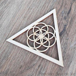 Décoration en Bois Triangle Géométrie Sacrée Mandala Fleur de vie