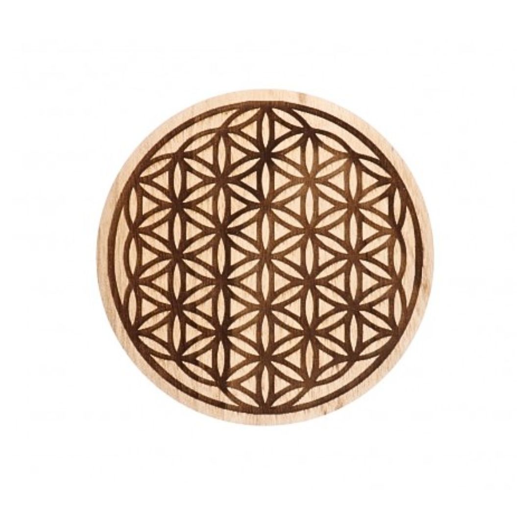 Décoration Murale Fleur De Vie En HDF Sculpté - Mandala Doré Chêne, 70 Cm, Livrée Avec Ruban Et Clou Pour Fixation