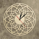 Horloge murale en bois - Mandala Lotus Mandala Fleur de vie