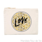 Pochette Mandala Fleur de Vie Or "LOVE" Mandala Fleur de vie