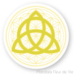 Sticker Fleur de Vie Triquetra Jaune Or Mandala Fleur de vie