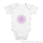 Body Bébé en Coton Bio Fleur de Vie Violette Mandala Fleur de vie