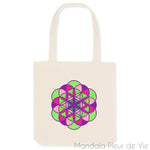 Tote Bag en coton Bio "Fleur de Vie Libre" Mandala Fleur de vie