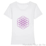 Tee Shirt Femme Fleur de Vie Violette Mandala Fleur de vie