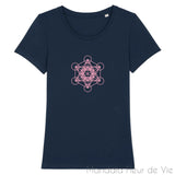 Tee Shirt Femme Cube de Métatron Rose Mandala Fleur de vie