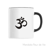Mug en Céramique <br> Design Om Noir Mandala Fleur de vie