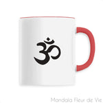 Mug en Céramique <br> Design Om Noir Mandala Fleur de vie