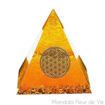 Orgonite Pyramide Fleur de Vie Citrine Mandala Fleur de vie
