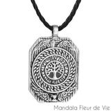 Pendentif Arbre de Vie<br>Runes Mandala Fleur de vie