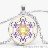 Pendentif Cube de Métatron & Géométrie Sacrée Mandala Fleur de vie