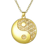 Pendentif Fleur de Vie<br> Yin Yang (acier) Mandala Fleur de vie