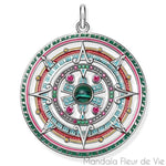 Pendentif Mandala Aztèque en Argent Mandala Fleur de vie