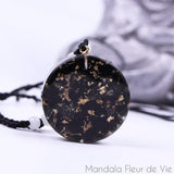 Pendentif Fleur de Vie<br>Orgonite Obsidienne Mandala Fleur de vie