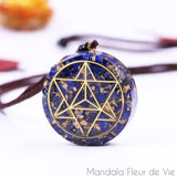 Pendentif Orgonite Merkaba -Lapis Lazuli Mandala Fleur de vie