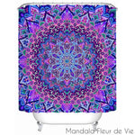 Rideau de Douche <br> Bleu Violet imprimé Mandala Mandala Fleur de vie