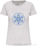 T-shirt Femme Bio Métatron Bleu Mandala Fleur de vie