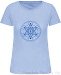 T-shirt Femme Bio Métatron Bleu Mandala Fleur de vie