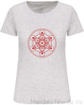 T-shirt Femme Bio Métatron Rouge Mandala Fleur de vie