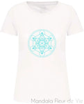T-shirt Femme Bio Métatron Turquoise Mandala Fleur de vie