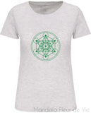T-shirt Femme Bio Métatron Vert Mandala Fleur de vie