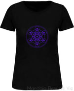 T-shirt Femme Bio Métatron Violet Mandala Fleur de vie