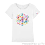 T Shirt Fleur de Vie Couleur "Harmonie" made in France Mandala Fleur de vie