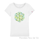 T Shirt Fleur de Vie Verte, made in France Mandala Fleur de vie