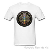 T-Shirt Homme Motif Mandala Fleur de Vie Chakras Mandala Fleur de vie