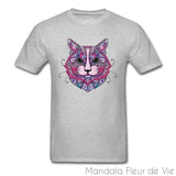 T Shirt Mandala Animal Chat Mandala Fleur de vie