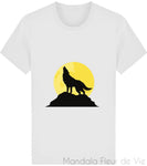 T-shirt Unisexe- Loup qui Hurle Mandala Fleur de vie