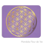 Tapis de Souris Mauve Fleur de Vie Dorée Mandala Fleur de vie