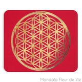Tapis de Souris Rouge Fleur de Vie Dorée Mandala Fleur de vie