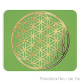 Tapis de Souris Vert Fleur de Vie Dorée Mandala Fleur de vie
