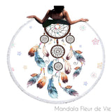 Tapis Mandala Attrapes Rêves et Plumes Mandala Fleur de vie