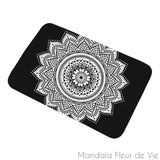 Tapis Mandala Noir & Blanc rectangulaire Mandala Fleur de vie