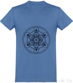 Tee Shirt Cube de Metatron Noir Mandala Fleur de vie