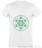 Tee Shirt Cube de Metatron Vert Mandala Fleur de vie
