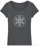 Tee Shirt Femme Cube de Métatron Blanc Mandala Fleur de vie