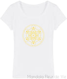 Tee Shirt Femme Cube de Métatron Jaune Mandala Fleur de vie