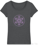 Tee Shirt Femme Cube de Métatron Mauve Mandala Fleur de vie