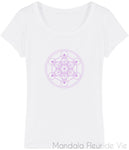 Tee Shirt Femme Cube de Métatron Mauve Mandala Fleur de vie